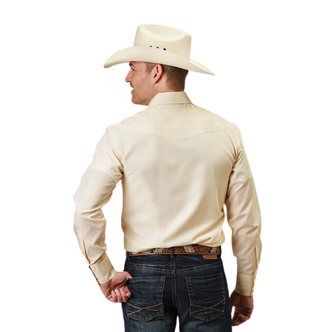 Roper Men's Cream Tonal White Shirt