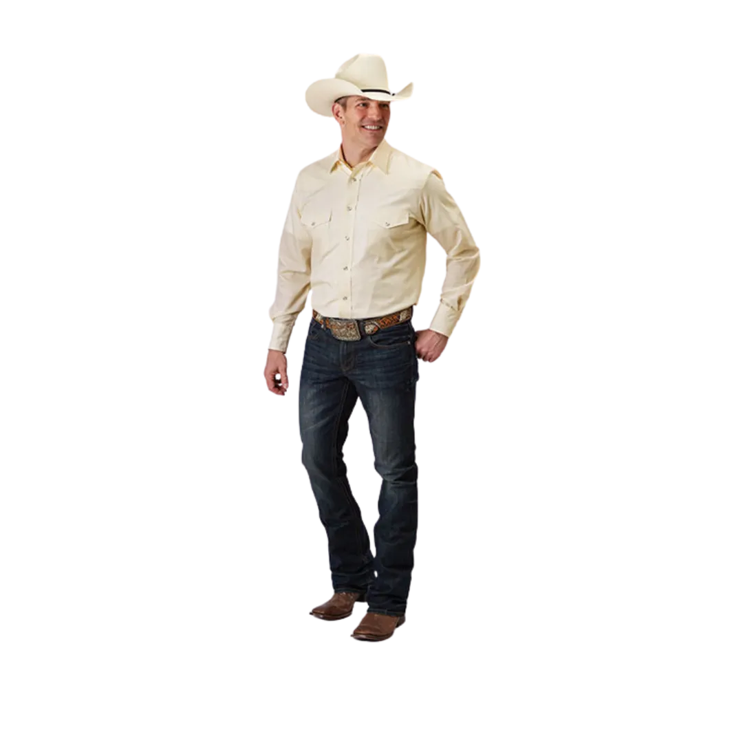 Roper Men's Cream Tonal White Shirt