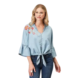 Roper Women's Cotton Denim Blue Blouse