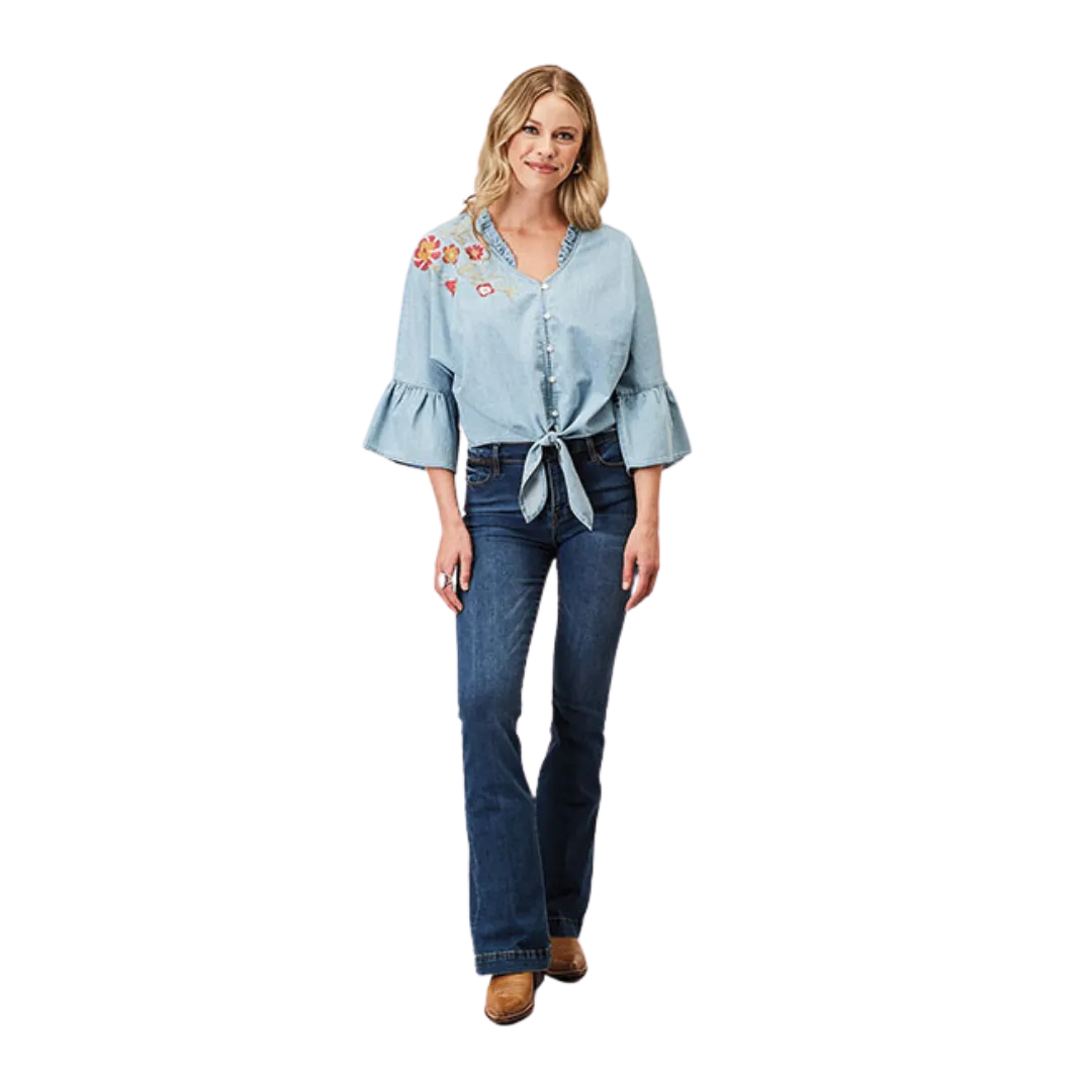 Roper Women's Cotton Denim Blue Blouse