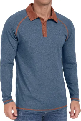 Sailwind Mens Long Sleeve Polo Shirts Cotton Fashion Casual Raglan Golf Shirts