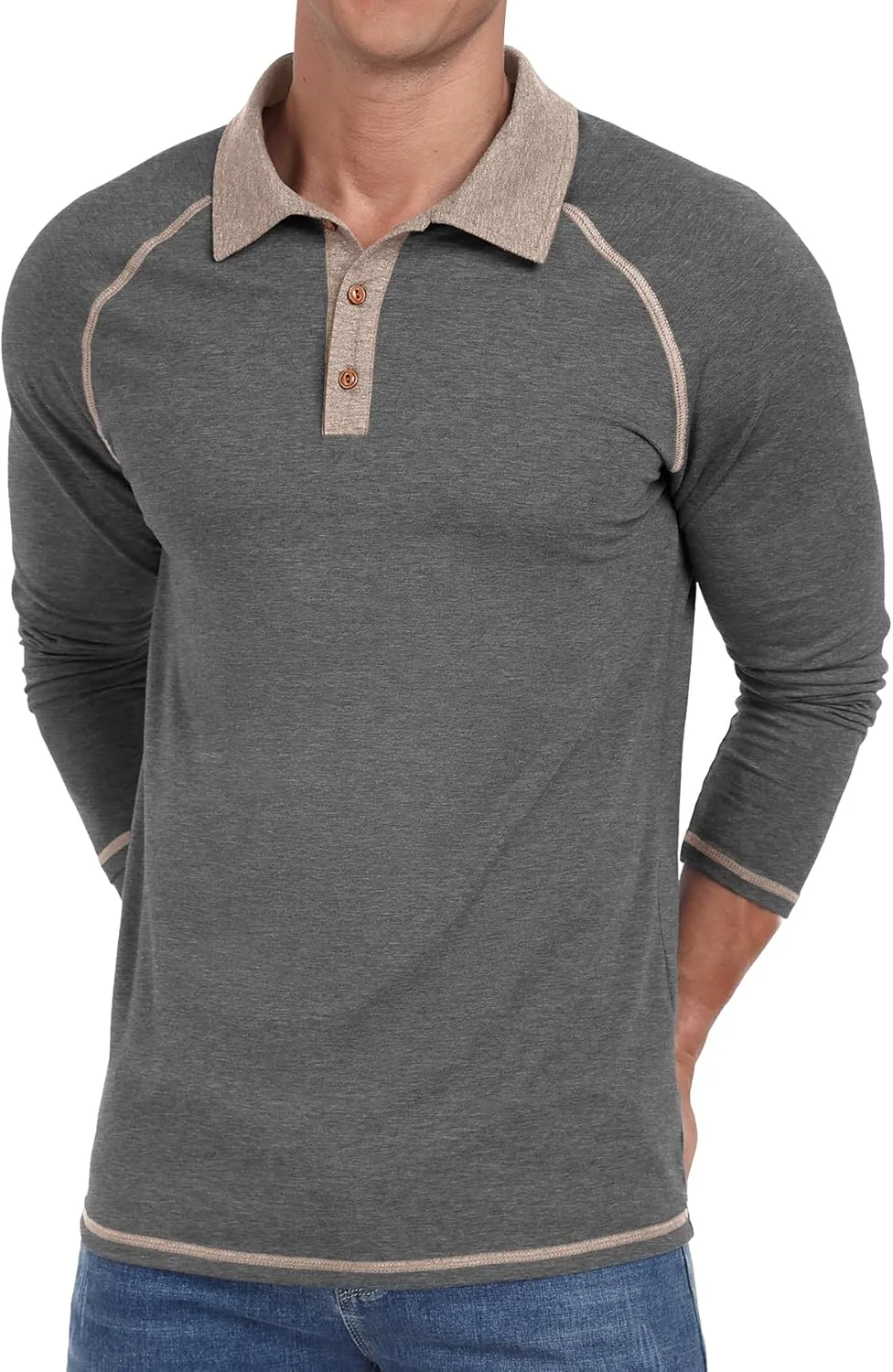 Sailwind Mens Long Sleeve Polo Shirts Cotton Fashion Casual Raglan Golf Shirts