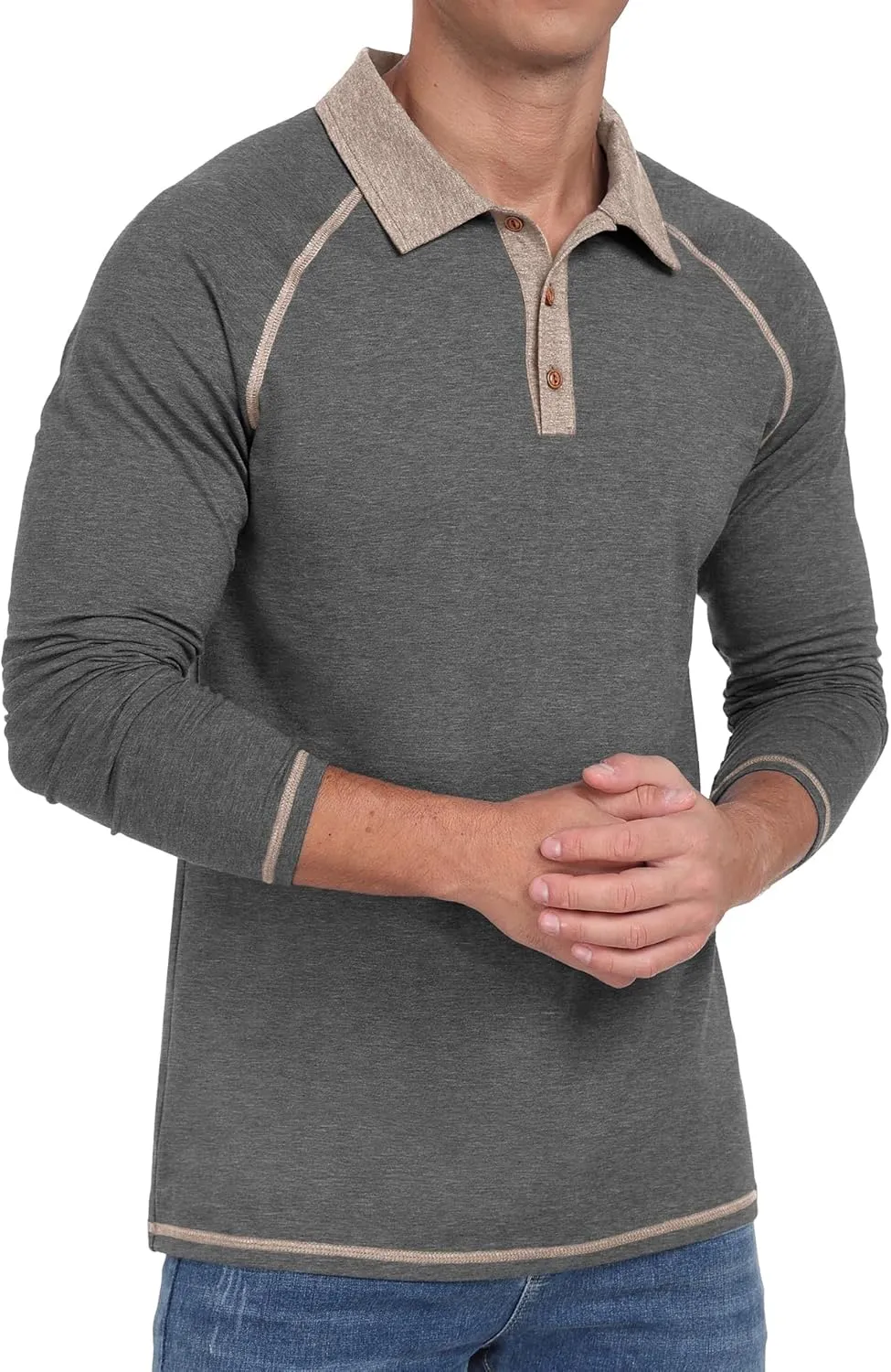 Sailwind Mens Long Sleeve Polo Shirts Cotton Fashion Casual Raglan Golf Shirts