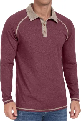 Sailwind Mens Long Sleeve Polo Shirts Cotton Fashion Casual Raglan Golf Shirts