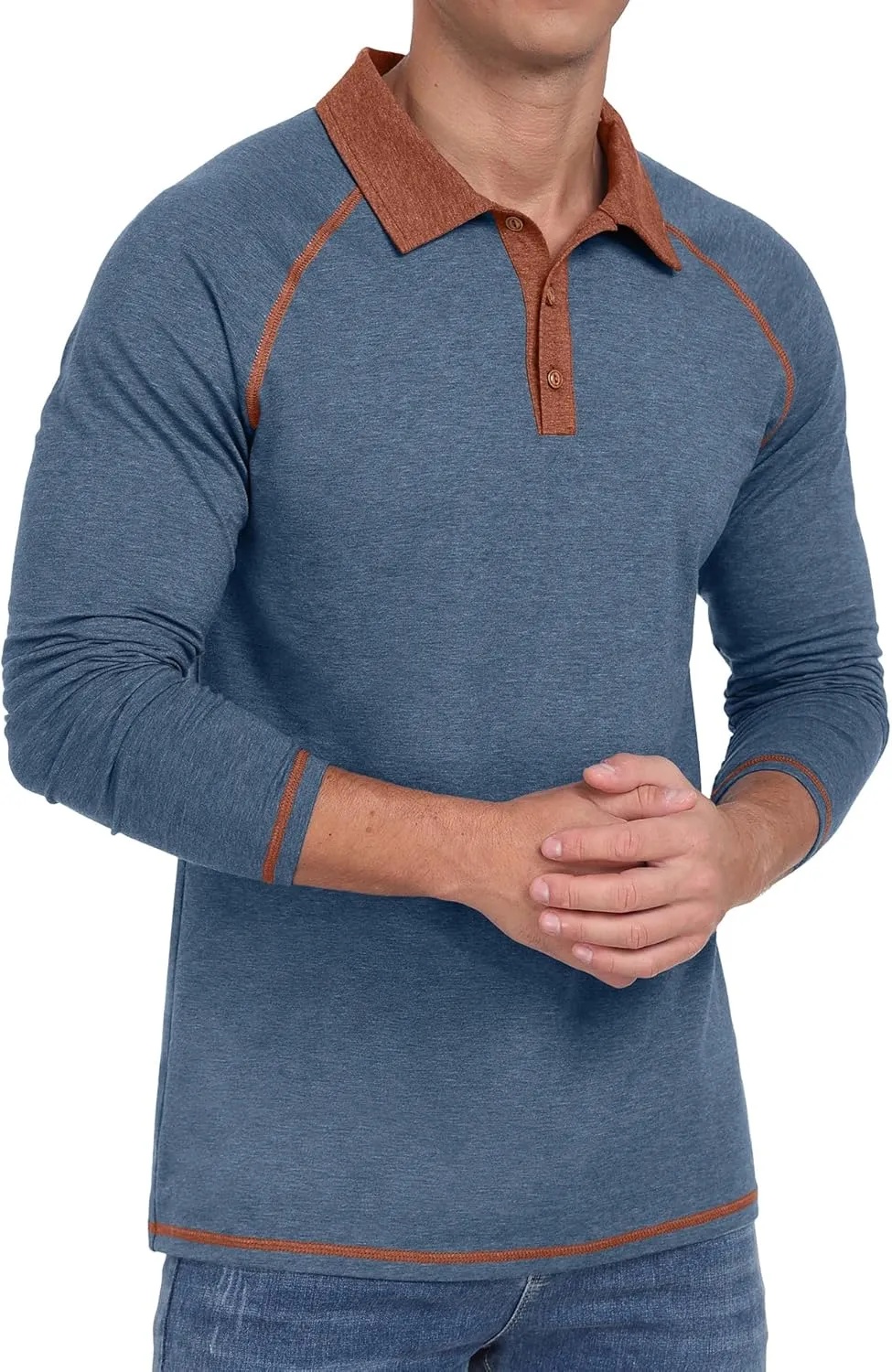 Sailwind Mens Long Sleeve Polo Shirts Cotton Fashion Casual Raglan Golf Shirts