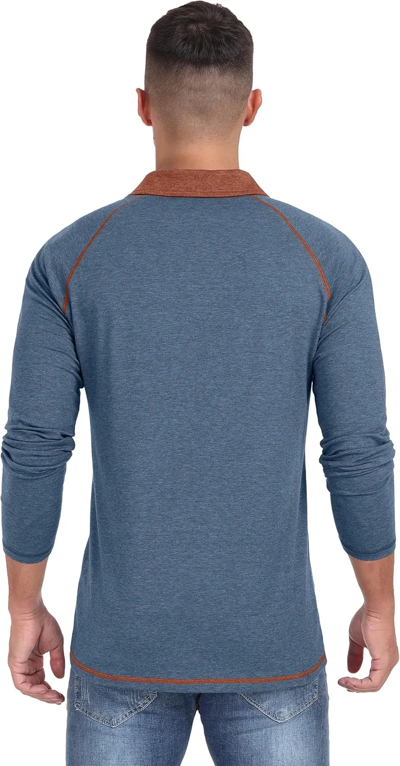 Sailwind Mens Long Sleeve Polo Shirts Cotton Fashion Casual Raglan Golf Shirts