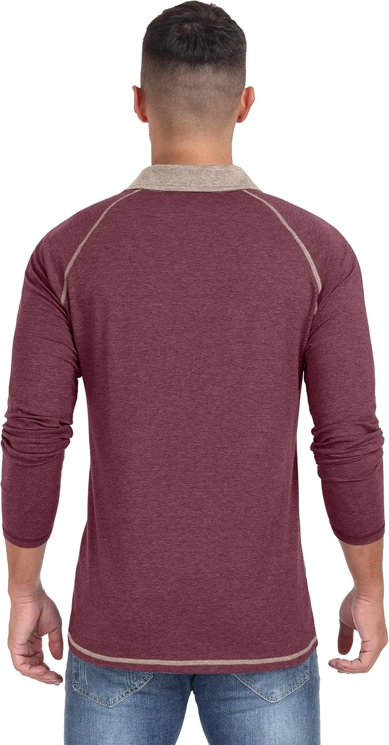 Sailwind Mens Long Sleeve Polo Shirts Cotton Fashion Casual Raglan Golf Shirts