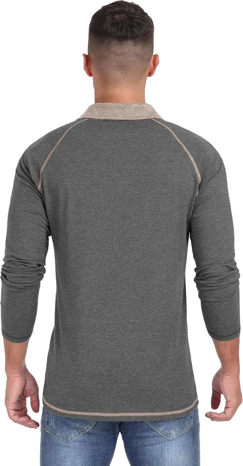 Sailwind Mens Long Sleeve Polo Shirts Cotton Fashion Casual Raglan Golf Shirts