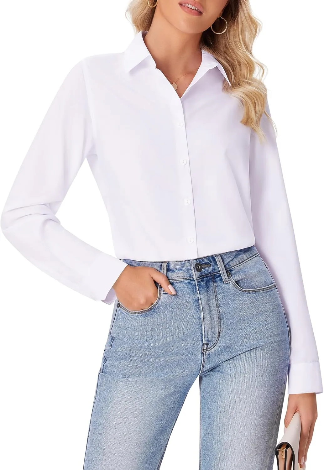 siliteelon Button Down Shirts for Women Wrinkle Free Dress Shirts Long Sleeve Shirts Formal Work Office Blouses Tops