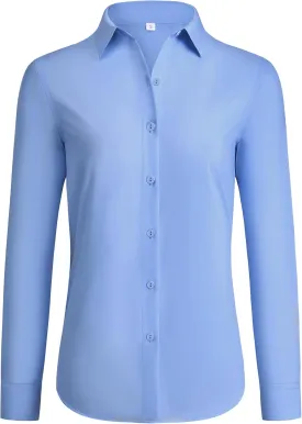 siliteelon Button Down Shirts for Women Wrinkle Free Dress Shirts Long Sleeve Shirts Formal Work Office Blouses Tops
