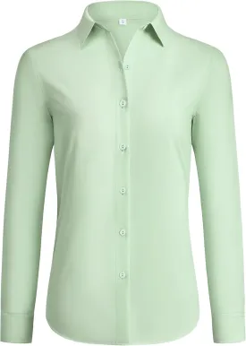 siliteelon Button Down Shirts for Women Wrinkle Free Dress Shirts Long Sleeve Shirts Formal Work Office Blouses Tops