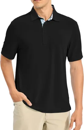 TBMPOY Men's Polo Shirts Short Sleeve 3-Button Golf Moisture Wicking Athletic Tennis T-Shirts Casual Collared Shirt
