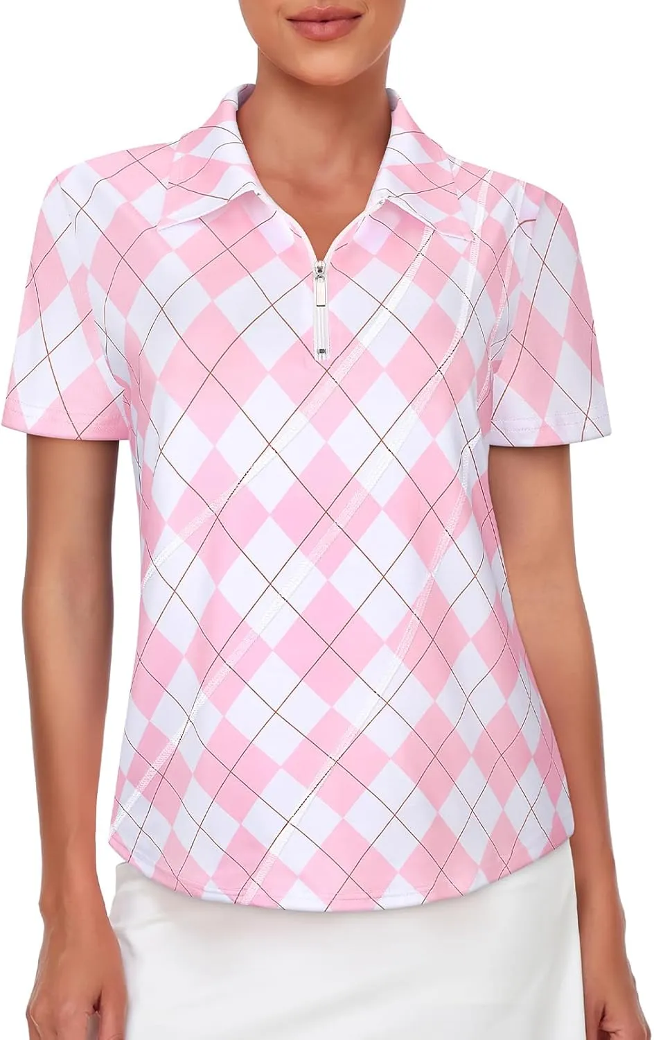 Viracy 1/4 Zip Up Womens Golf Polo Shirts Short Sleeve Moisture Wicking Workout Tops