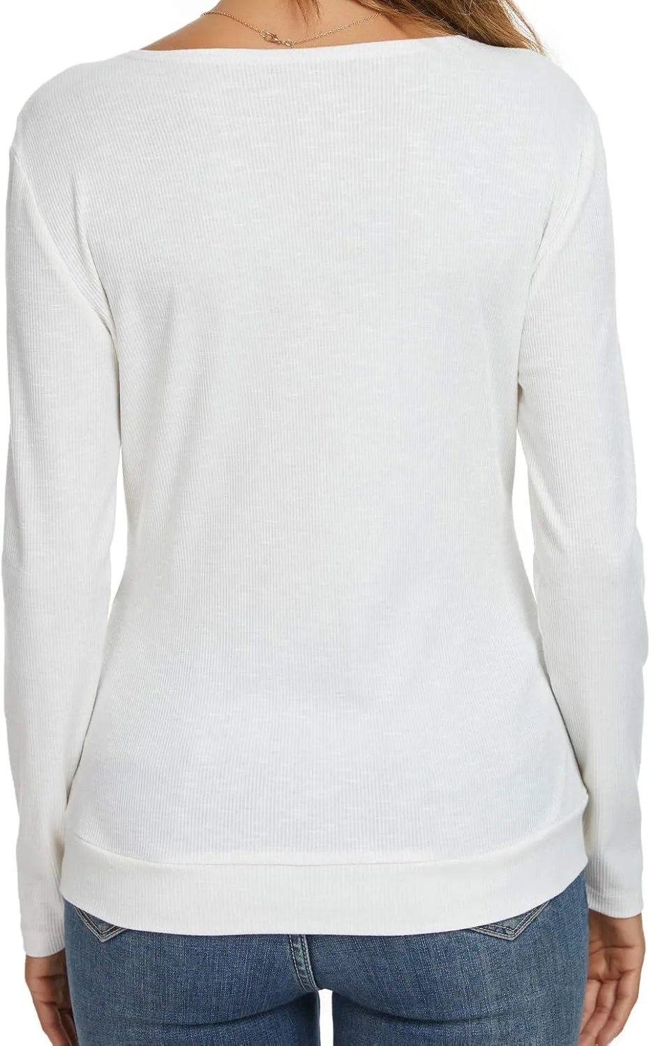 WEIYAN Women's Wrap V Neck Tops Tunic Long Sleeve Casual T-Shirts Blouse