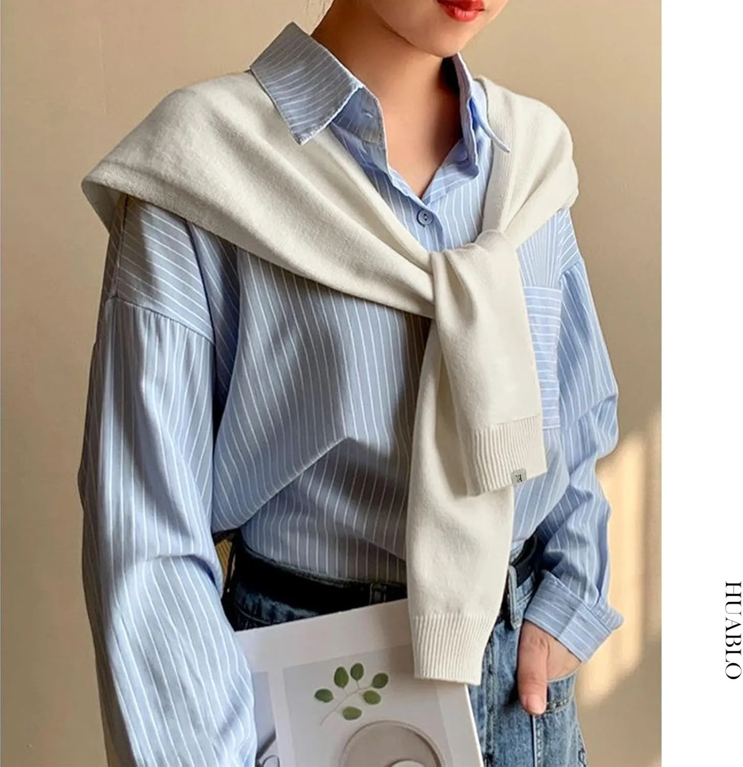 Women's Fashion Knitted Shawl - Khaki Sweater Shawl for Air-Conditioned Rooms