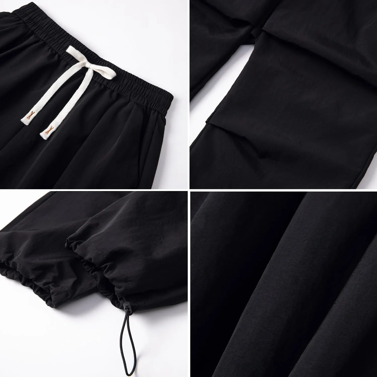 WZIKAI Men's Parachute Cargo Pants Trendy Casual Parachute Pant Baggy Drawstring Hip Hop Harem Pants with Pockets