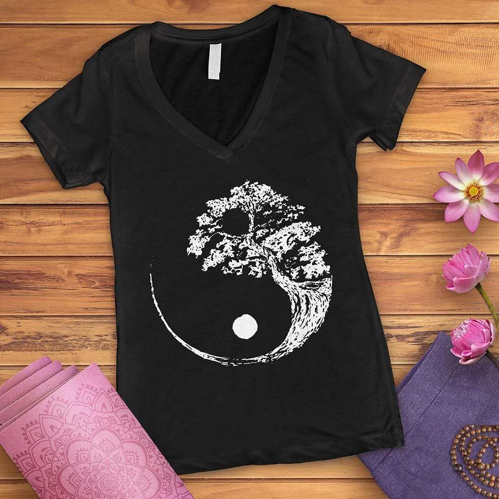 Yin Yang Bonsai Tree V-Neck Tee